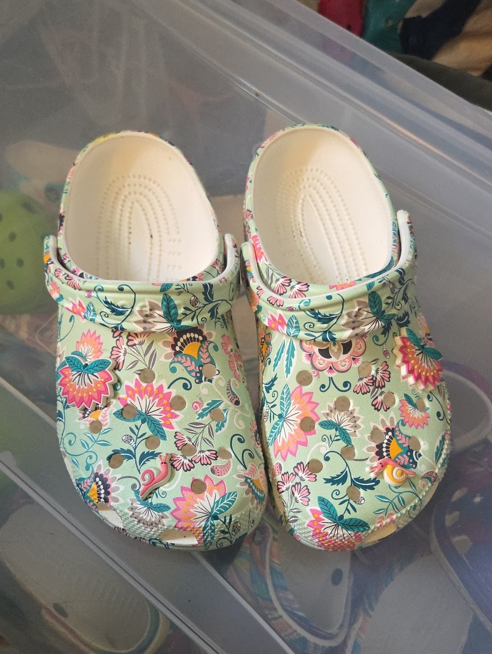 Vera Bradley Floral Clog Sandals - Mint Green Multi